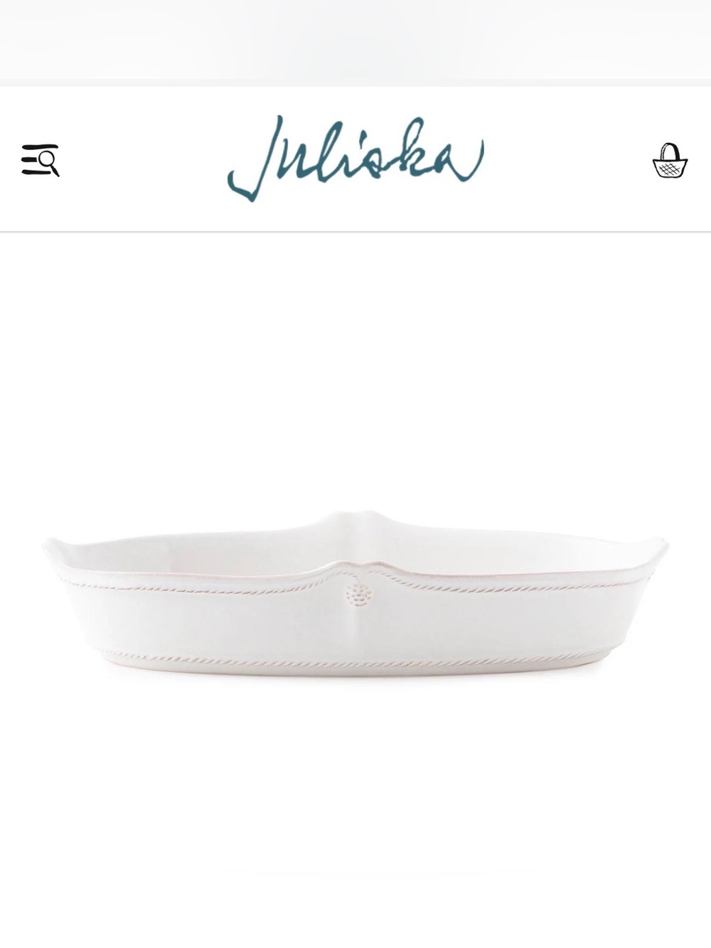 Juliska BERRY & THREAD - 12" Oblong Server - Whitewash - BNWOT